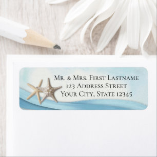 Starfish and Sky Blue Ribbon Label