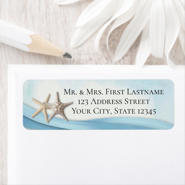 Starfish and Sky Blue Ribbon Label (Insitu)