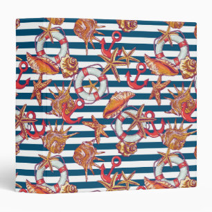 Starfish And Stripes Pattern Binder