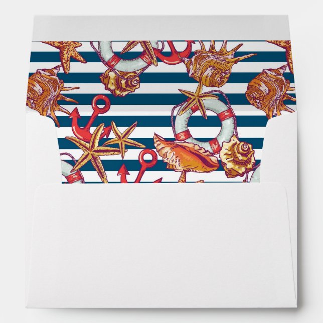 Starfish And Stripes Pattern Envelope (Back (Bottom))