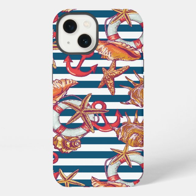 Starfish And Stripes Pattern iPhone Case (Back)