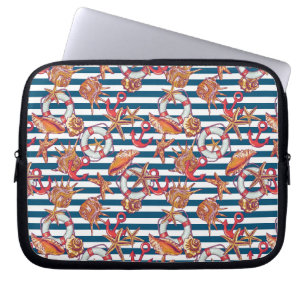 Starfish And Stripes Pattern Laptop Sleeve