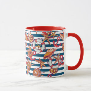 Starfish And Stripes Pattern Mug