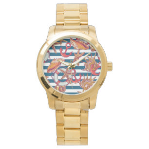 Starfish And Stripes Pattern Watch