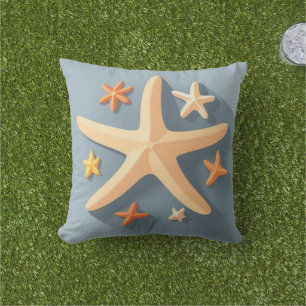 Starfish and the Small Ones Outdoor Pillow