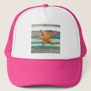 Starfish and Weathered Planks Beach Trucker Hat