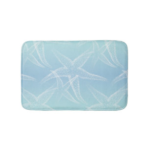 Starfish Aqua Blue Beach Bath Mat