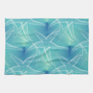 Starfish Aqua Blue Beach Kitchen Towels