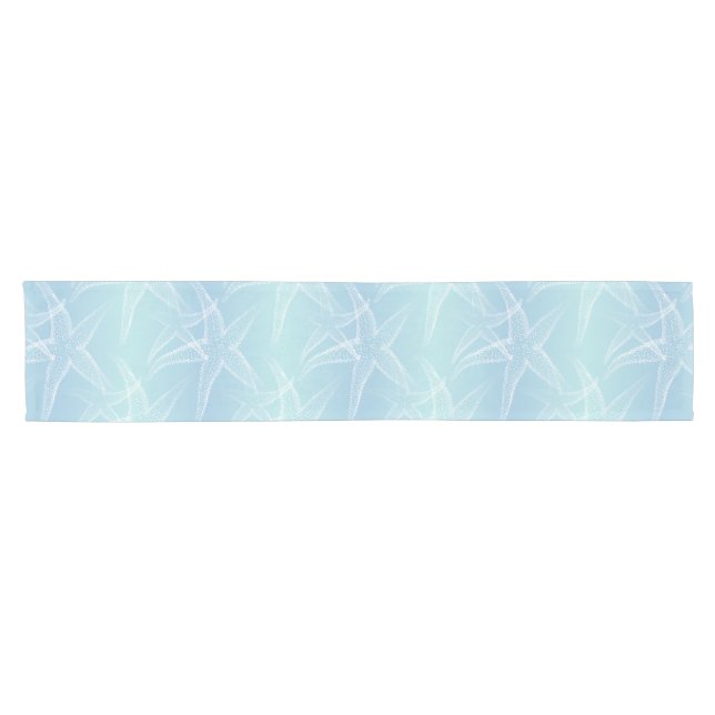 Starfish Aqua Blue Beach Table Runner (Horizontal)