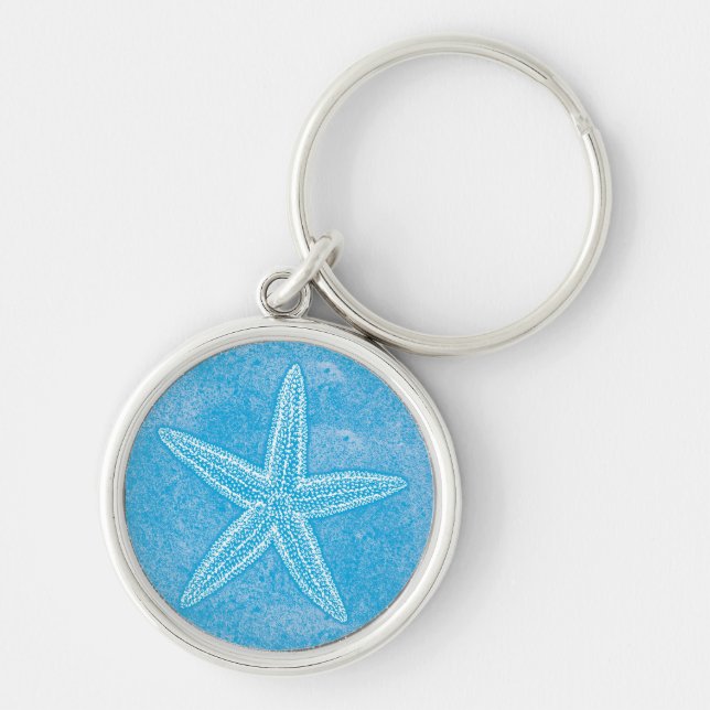 Starfish Aqua Blue Keychain (Front)