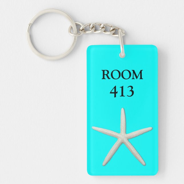 Starfish Aqua Marine Numéro de chambre Porte - clé (Devant)