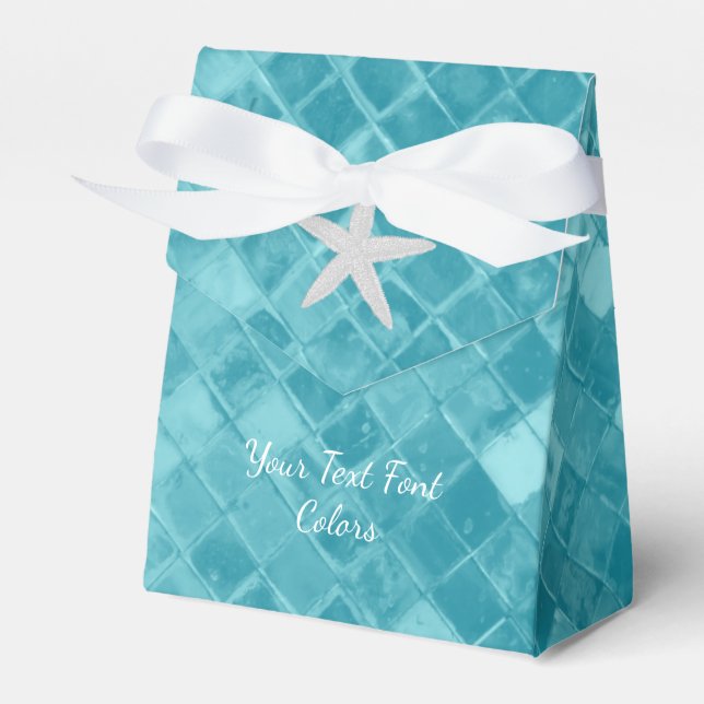 Starfish Aqua Sea Glass Personalize Favor Box (Front Side)