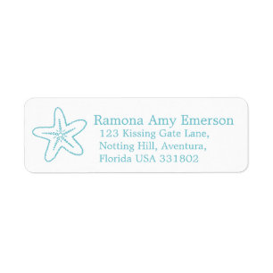 Starfish aqua slim wedding return reply label