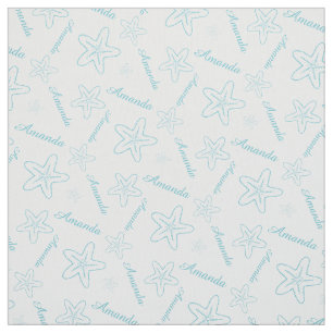 Starfish aqua white customized fabric