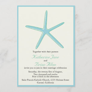 Starfish Aquamarine Wedding invitations