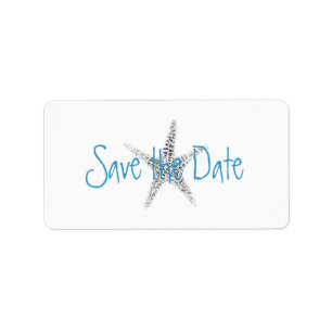 Starfish (B&W) Save the Date Label
