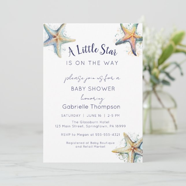 STARFISH Baby Shower Invitation (Standing Front)