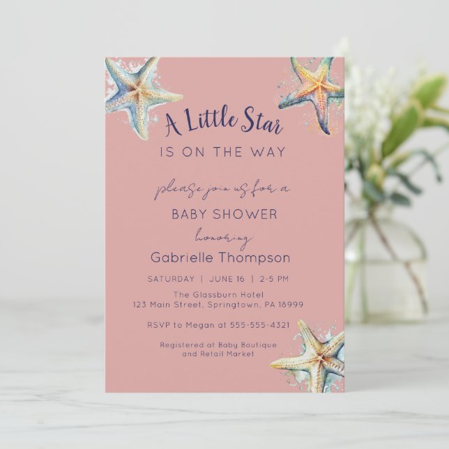 STARFISH Baby Shower Invitation (Standing Front)