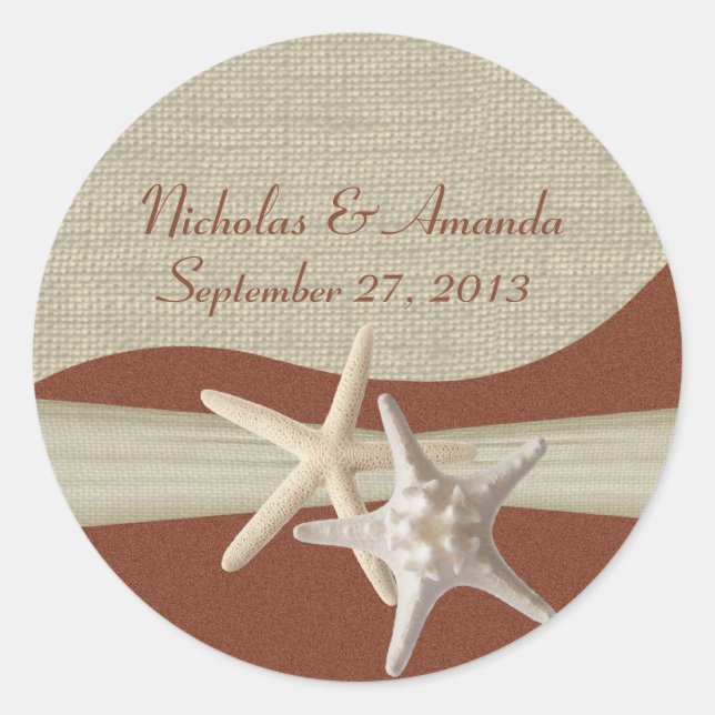 Starfish Beach Classic Round Sticker (Front)