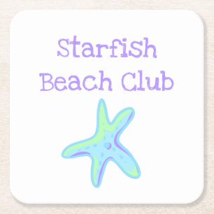 Starfish Beach Club Square Paper Coaster