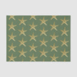Starfish Beach Coast Christmas Seashell Gold Green Tissue Paper<br><div class="desc">Beachy Christmas Tissue Paper with a gold starfish on a festive green background. The tropical design is a unique way to celebrate a holiday on the coast. Other colours and matching accessories available in the Paper Grape Destinations Shop.</div>