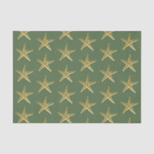 Starfish Beach Coast Christmas Seashell Gold Green Tissue Paper