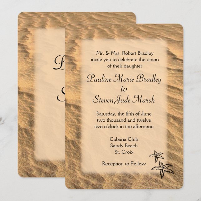 Starfish Beach Destination Wedding  Invitation (Front/Back)
