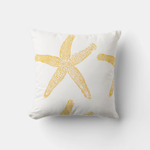 Starfish Beach Gift Favour Gold Yellow Orange Whit Outdoor Pillow