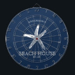 Starfish Beach House Family Name Dartboard<br><div class="desc">Beach house theme dartboard that is personalized just for you!  Starfish design in white and navy blue. Customize with your text to personalize.Contact me if you need assistance,  I'd love to help.</div>
