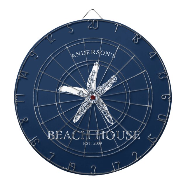 Starfish Beach House Family Name Dartboard (Front)