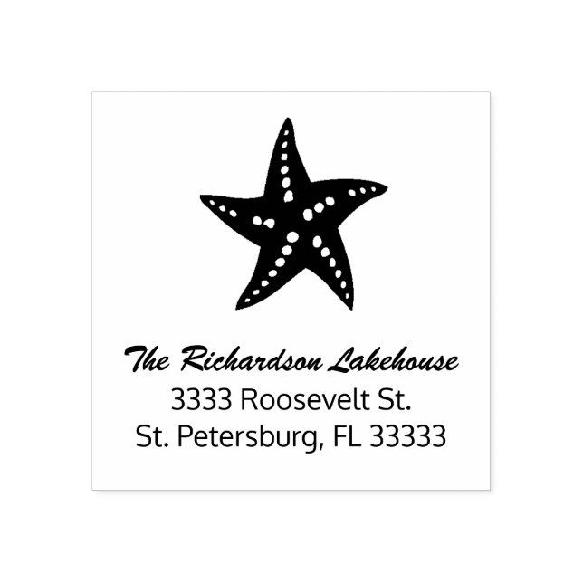 Starfish Beach House Family Name Rubber Stamp (Imprint)