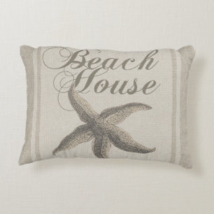 Starfish Beach House Seashore Coastal Accent Pillow