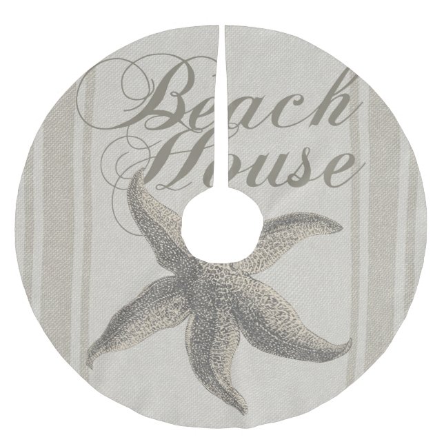 Starfish Beach House Seashore Coastal Brushed Polyester Tree Skirt (Front)