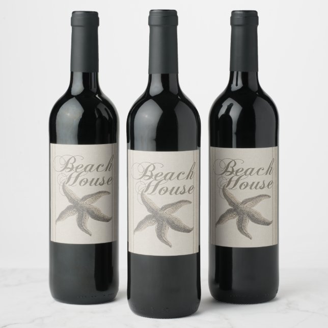 Starfish Beach House Seashore Coastal Wine Label (Bottles)