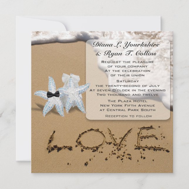 Starfish Beach Love Invitation (Front)