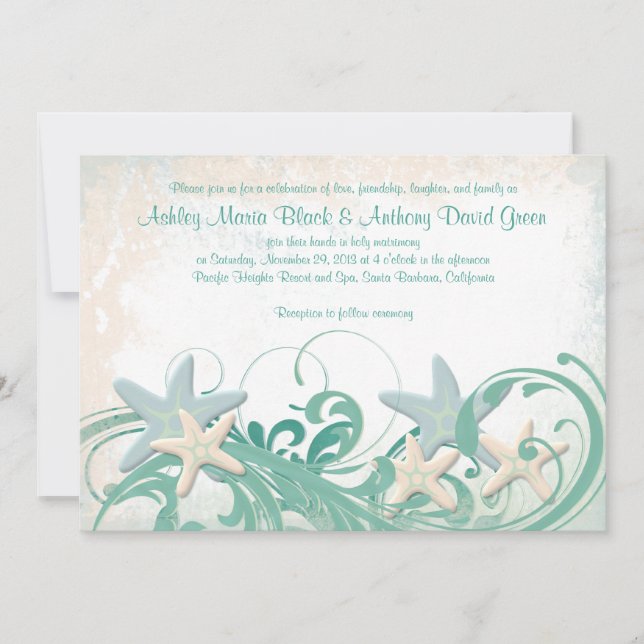 Starfish Beach or Destination Wedding Invitation (Front)