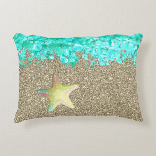 Starfish beach shoreline ocean and sand  accent pillow