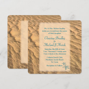 Starfish Beach Teal and Sand Wedding  Invitation