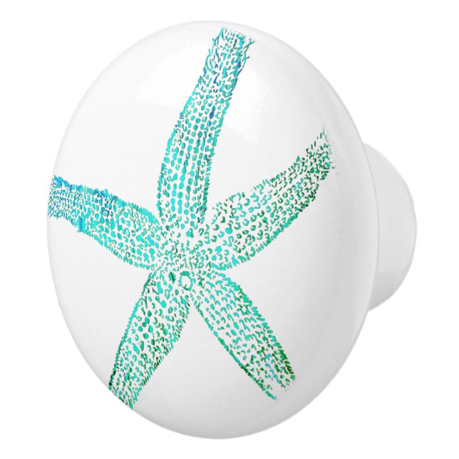 Starfish Beach Teal Blue Green Nursery Decor Cute Ceramic Knob (Right)