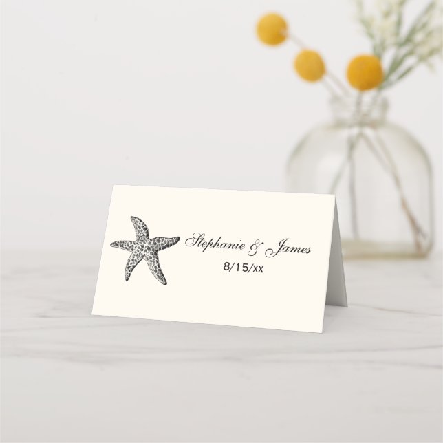 Starfish Beach Theme Escort Card Place Card Ivory (Front)