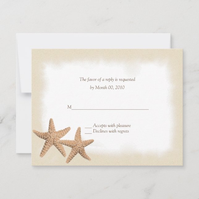 Starfish Beach Thème Mariage RSVP Cartes (Devant)