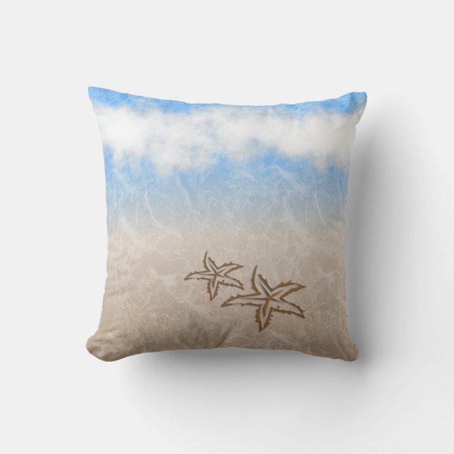 Starfish Beach Throw Pillow (Front)