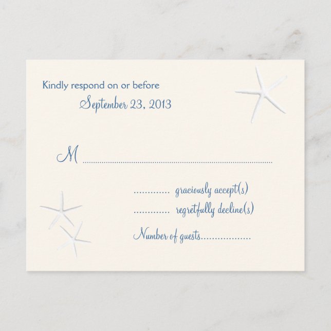 Starfish Beach Wedding Adresse de retour Carte pos (Dos)