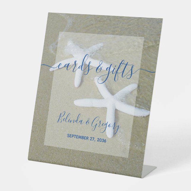 Starfish Beach Wedding Cards & Gifts Pedestal Sign (Front)
