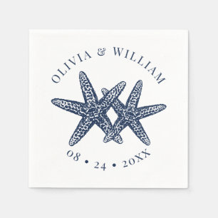 Starfish Beach Wedding Coastal Navy Blue Napkin