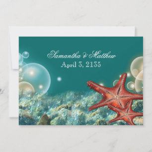 Starfish beach wedding engagement anniversary invitation