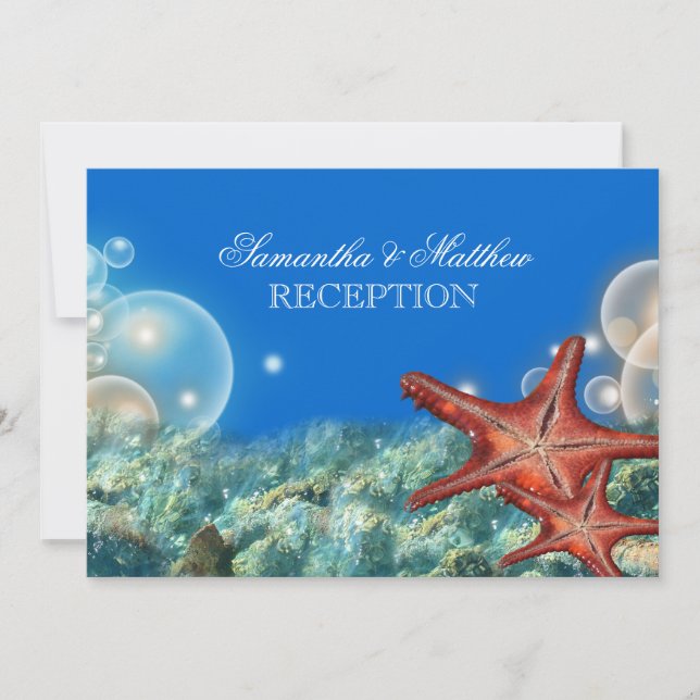 Starfish beach wedding engagement anniversary invitation (Front)