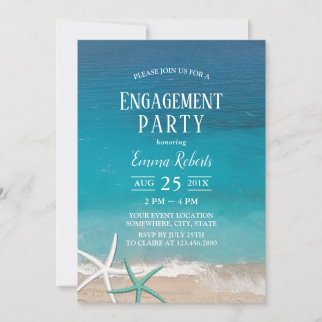 Starfish Beach Wedding Engagement Party Invitation (Front)