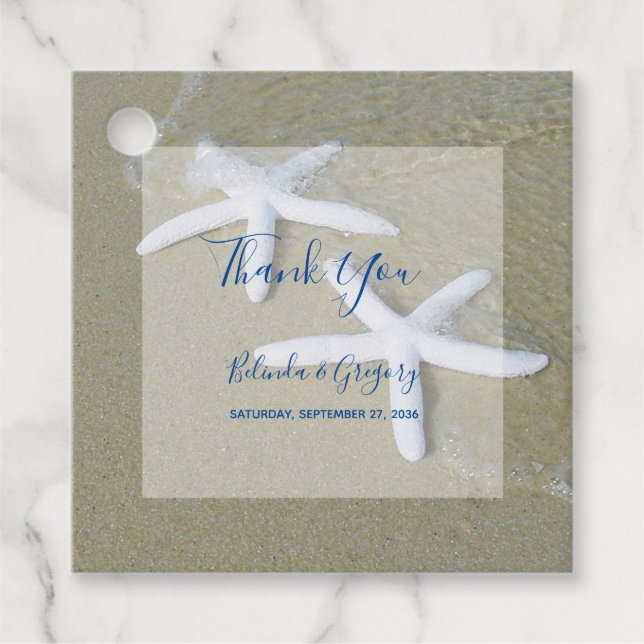 Starfish Beach Wedding Gift Favour Tags (Front)
