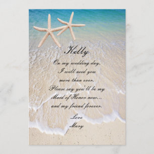 Starfish Beach Wedding Maid Of Honour Card